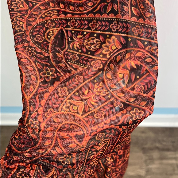 Farm Rio - Anthropologie Printed Paisley Mock Neck Long Sleeve Midi Dress SZ XL - Picture 8 of 12